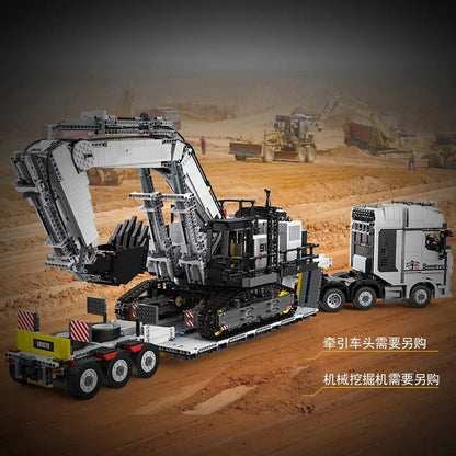 Happy Build MOC Building Block Set: APP Motorized RC Step Deck Trailer Truck, Model YCGC006
