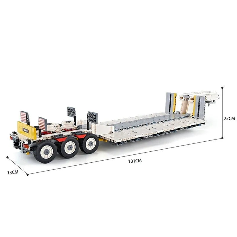 Happy Build MOC Building Block Set: APP Motorized RC Step Deck Trailer Truck, Model YCGC006