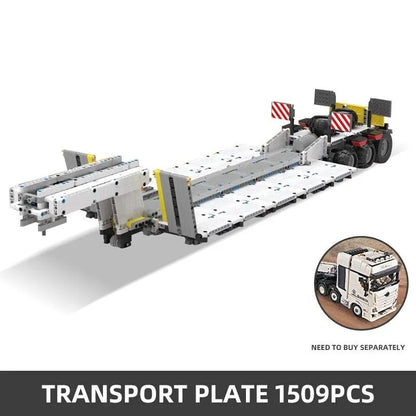 Happy Build MOC Building Block Set: APP Motorized RC Step Deck Trailer Truck, Model YCGC006