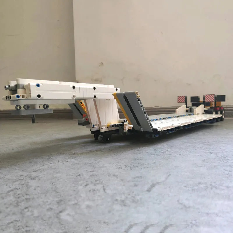 Happy Build MOC Building Block Set: APP Motorized RC Step Deck Trailer Truck, Model YCGC006