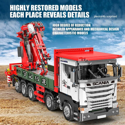 Happy Build MOC Building Block Set: APP Motorized Scania Crane Lorry RC Truck, Model YCGC008