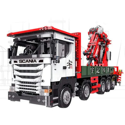 Happy Build MOC Building Block Set: APP Motorized Scania Crane Lorry RC Truck, Model YCGC008