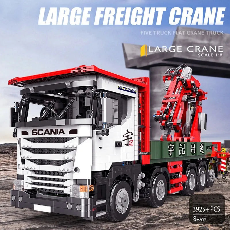 Happy Build MOC Building Block Set: APP Motorized Scania Crane Lorry RC Truck, Model YCGC008