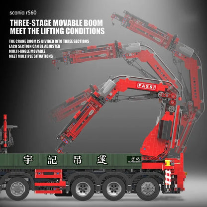 Happy Build MOC Building Block Set: APP Motorized Scania Crane Lorry RC Truck, Model YCGC008