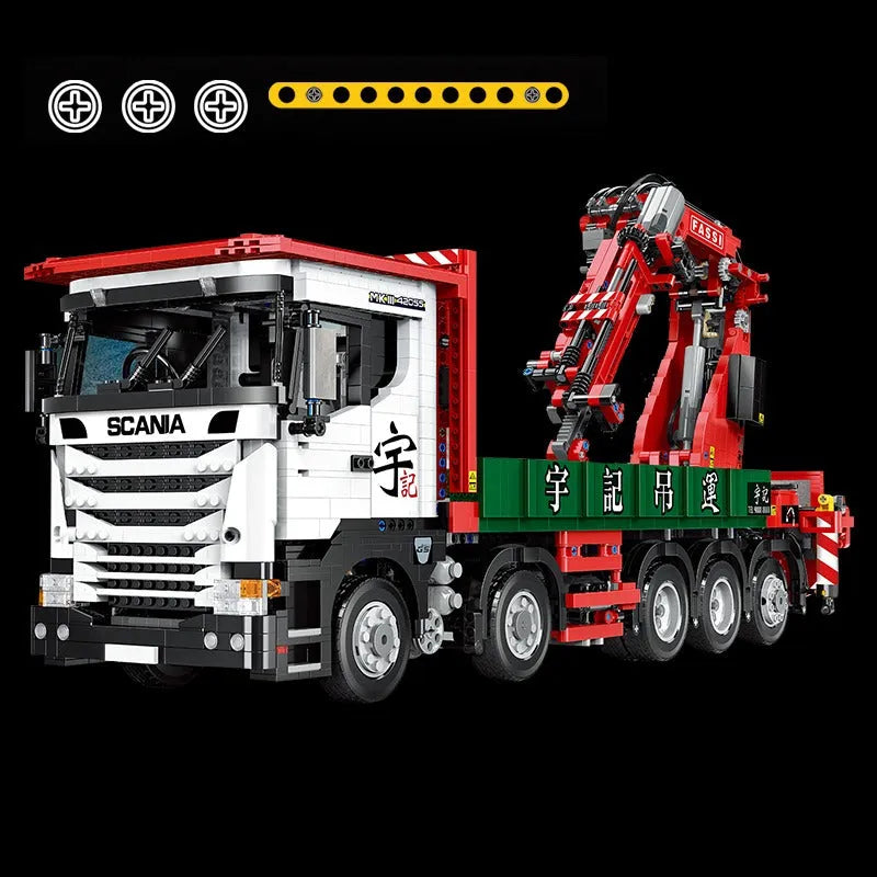 Happy Build MOC Building Block Set: APP Motorized Scania Crane Lorry RC Truck, Model YCGC008