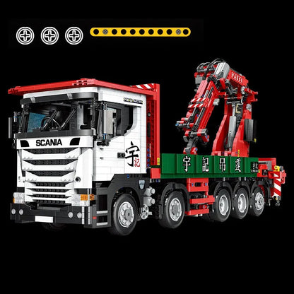 Happy Build MOC Building Block Set: APP Motorized Scania Crane Lorry RC Truck, Model YCGC008