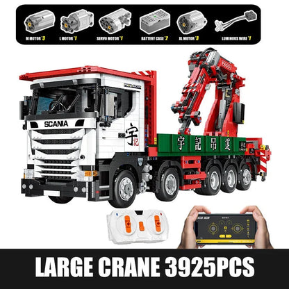 Happy Build MOC Building Block Set: APP Motorized Scania Crane Lorry RC Truck, Model YCGC008
