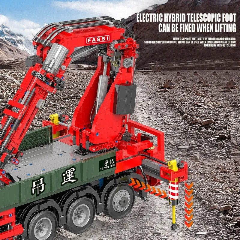 Happy Build MOC Building Block Set: APP Motorized Scania Crane Lorry RC Truck, Model YCGC008