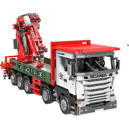 Happy Build MOC Building Block Set: APP Motorized Scania Crane Lorry RC Truck, Model YCGC008
