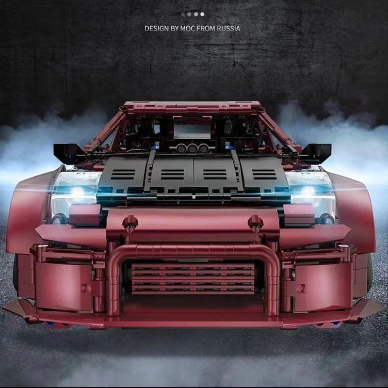 Happy Build MOC Motorized Building Block Set: APP RC Supercar Red Turbo Racing Car 23005, Model YC23005