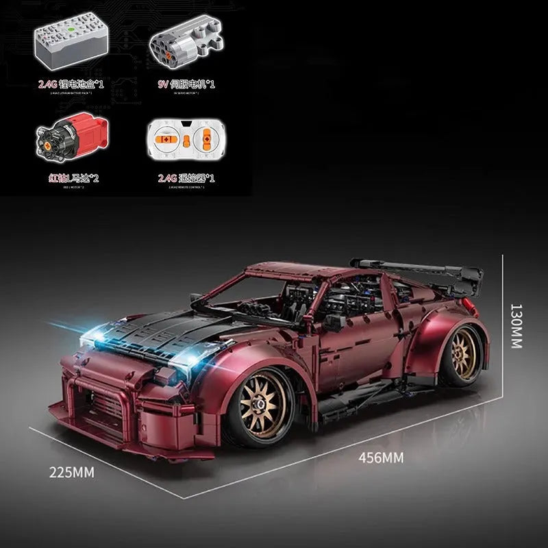 Happy Build MOC Motorized Building Block Set: APP RC Supercar Red Turbo Racing Car 23005, Model YC23005