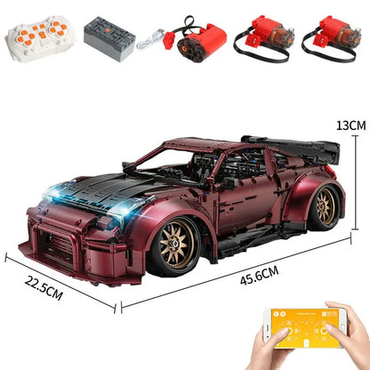 Happy Build MOC Motorized Building Block Set: APP RC Supercar Red Turbo Racing Car 23005, Model YC23005