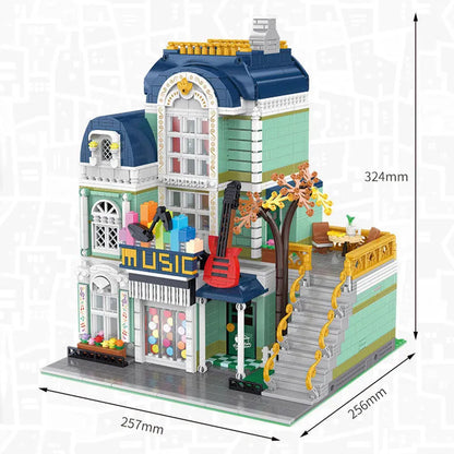 Happy Build MOC Building Block Set: Street Creator Expert Music Shop, Model YC20008