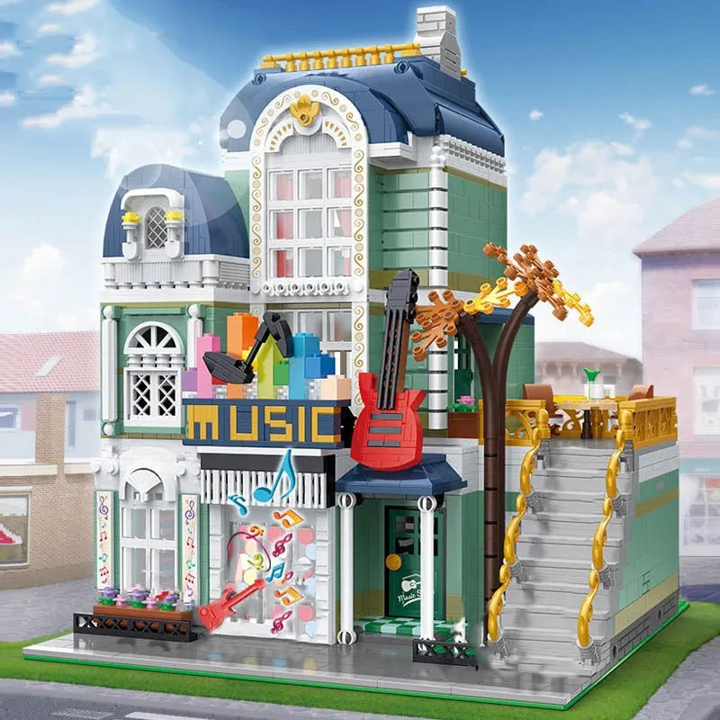 Happy Build MOC Building Block Set: Street Creator Expert Music Shop, Model YC20008