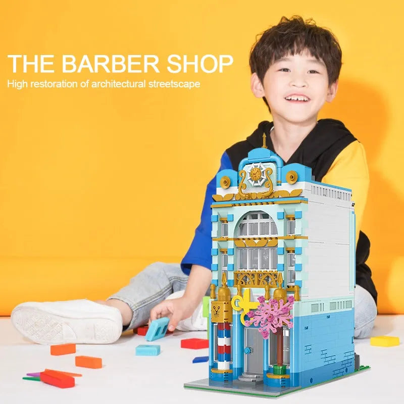 Happy Build MOC Building Block Set: Experts City Barber Shop Store, Model YC20005