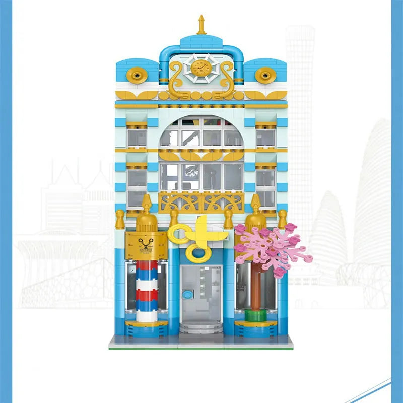 Happy Build MOC Building Block Set: Experts City Barber Shop Store, Model YC20005