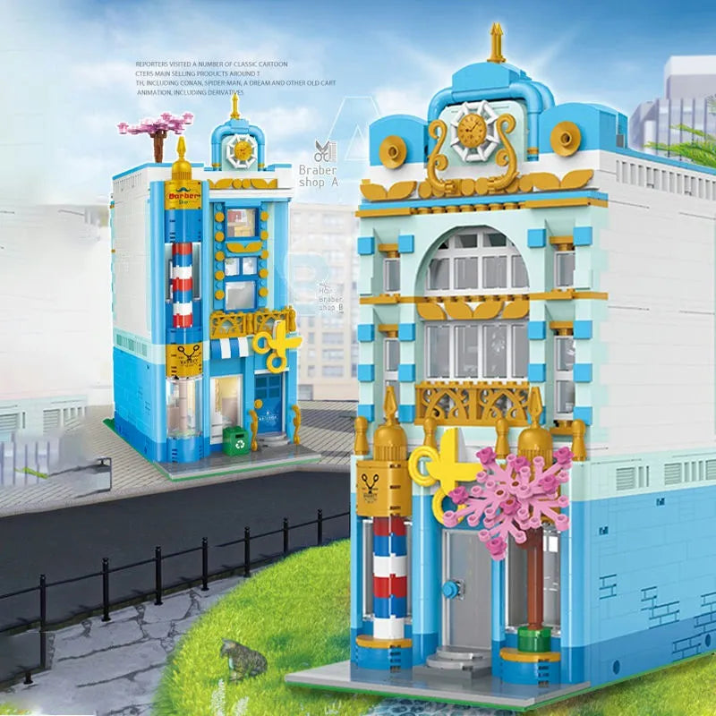 Happy Build MOC Building Block Set: Experts City Barber Shop Store, Model YC20005