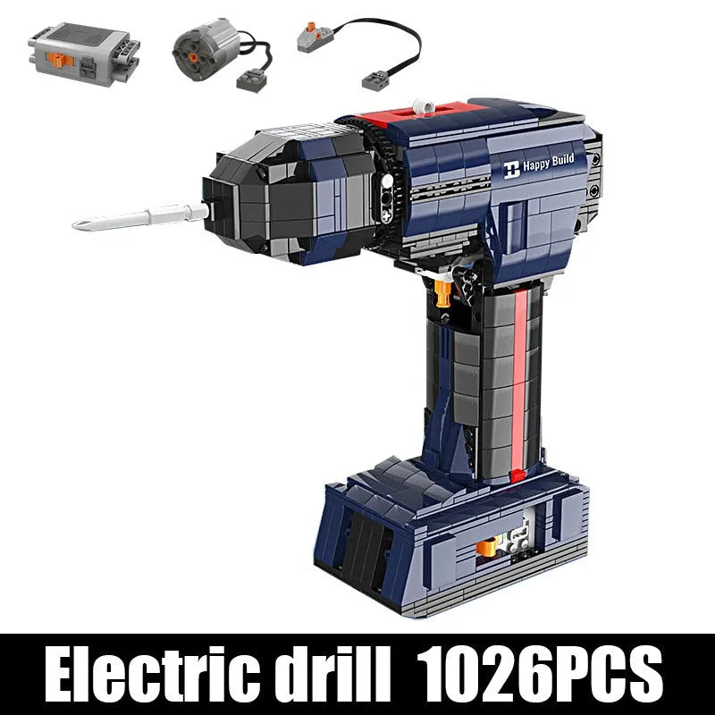 Happy Build MOC Building Block Set: Motorized Electric Drill, Model 22017YC