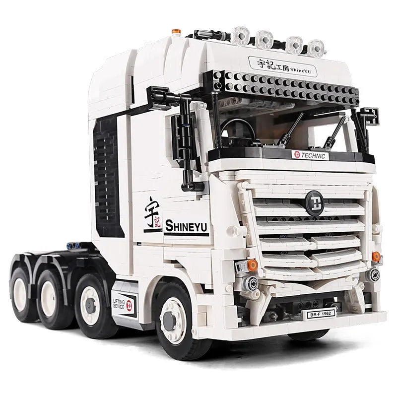 Happy Build MOC Motorized Building Block Set: Heavy Container Truck Arocs QC007