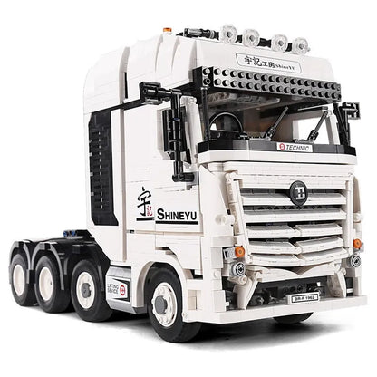 Happy Build MOC Motorized Building Block Set: Heavy Container Truck Arocs QC007