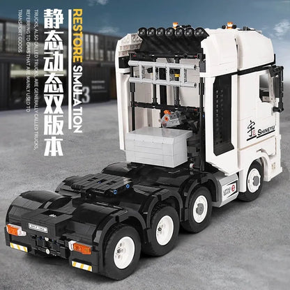 Happy Build MOC Motorized Building Block Set: Heavy Container Truck Arocs QC007