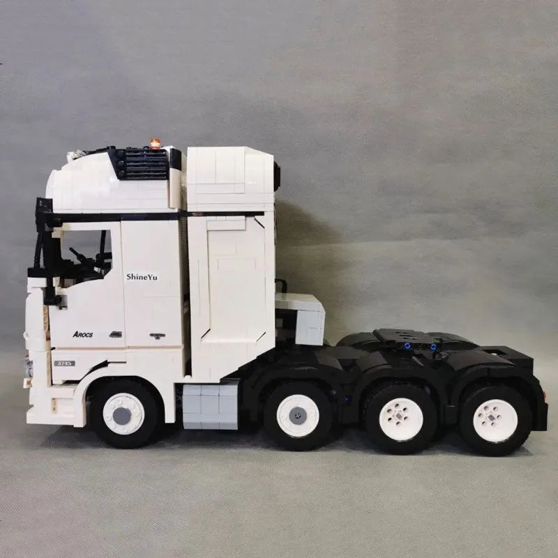 Happy Build MOC Motorized Building Block Set: Heavy Container Truck Arocs QC007