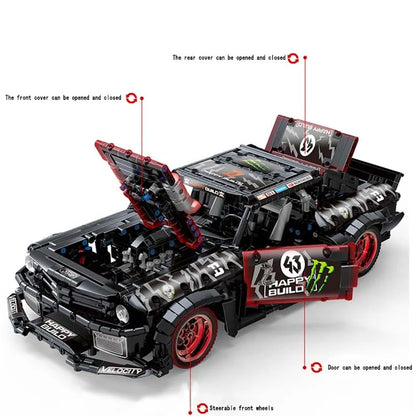 Happy Build MOC Building Block Set: Mustang Hoonicorn V2 Classic Racing Car QC005, Model YCQC005