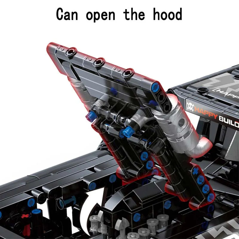 Happy Build MOC Building Block Set: Mustang Hoonicorn V2 Classic Racing Car QC005, Model YCQC005