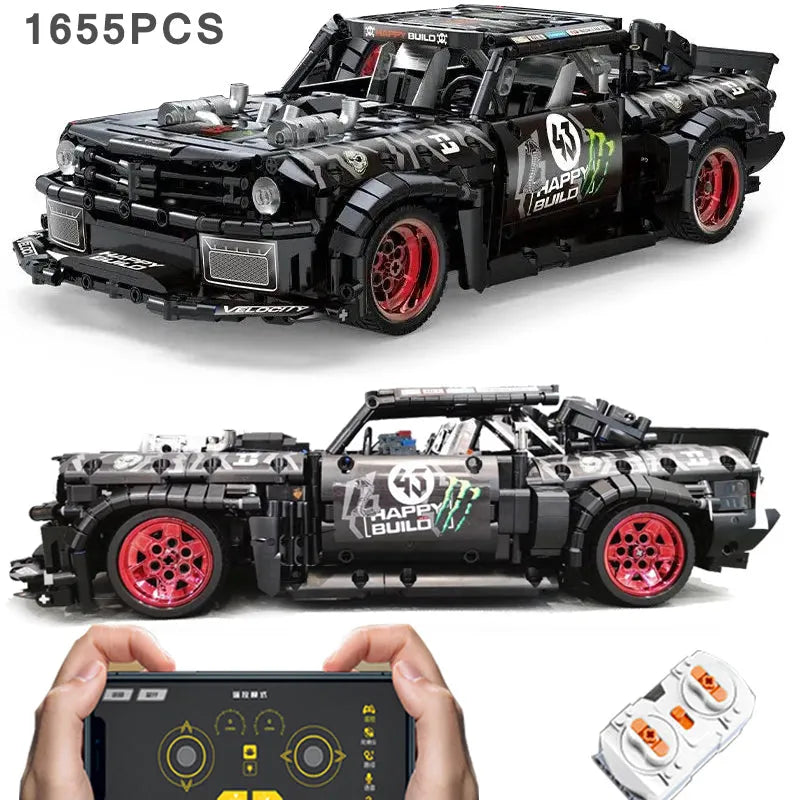 Happy Build MOC Building Block Set: Mustang Hoonicorn V2 Classic Racing Car QC005, Model YCQC005