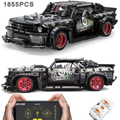 Happy Build MOC Building Block Set: Mustang Hoonicorn V2 Classic Racing Car QC005, Model YCQC005