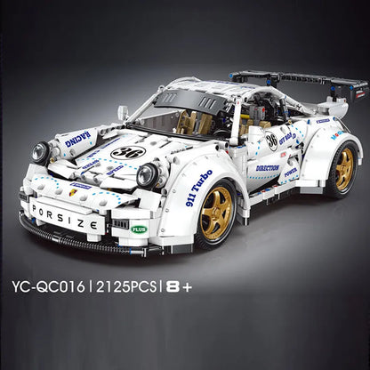 Happy Build MOC Building Block Set: Porsche 911 Widebody Classic Racing Car QC016, Model YCQC016
