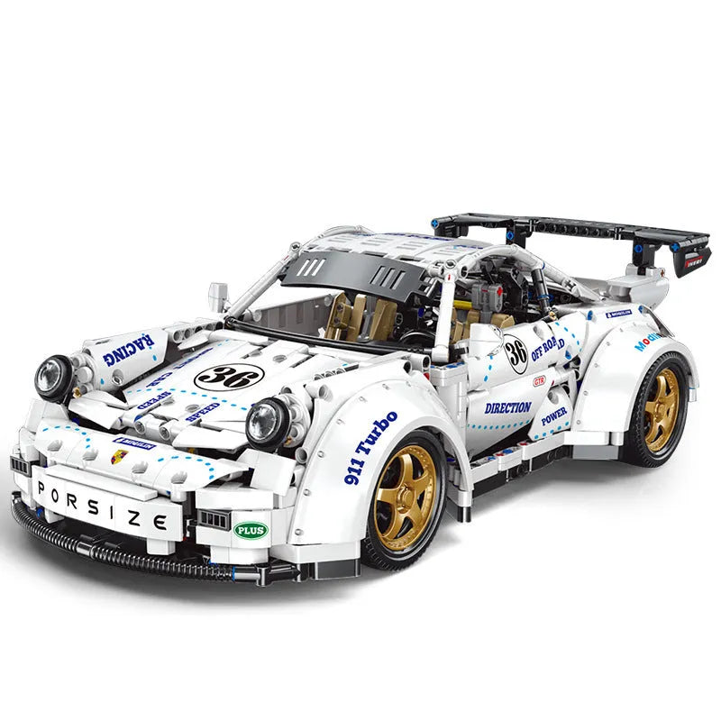 Happy Build MOC Building Block Set: Porsche 911 Widebody Classic Racing Car QC016, Model YCQC016