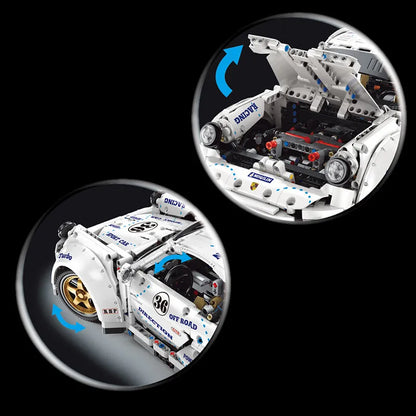 Happy Build MOC Building Block Set: Porsche 911 Widebody Classic Racing Car QC016, Model YCQC016