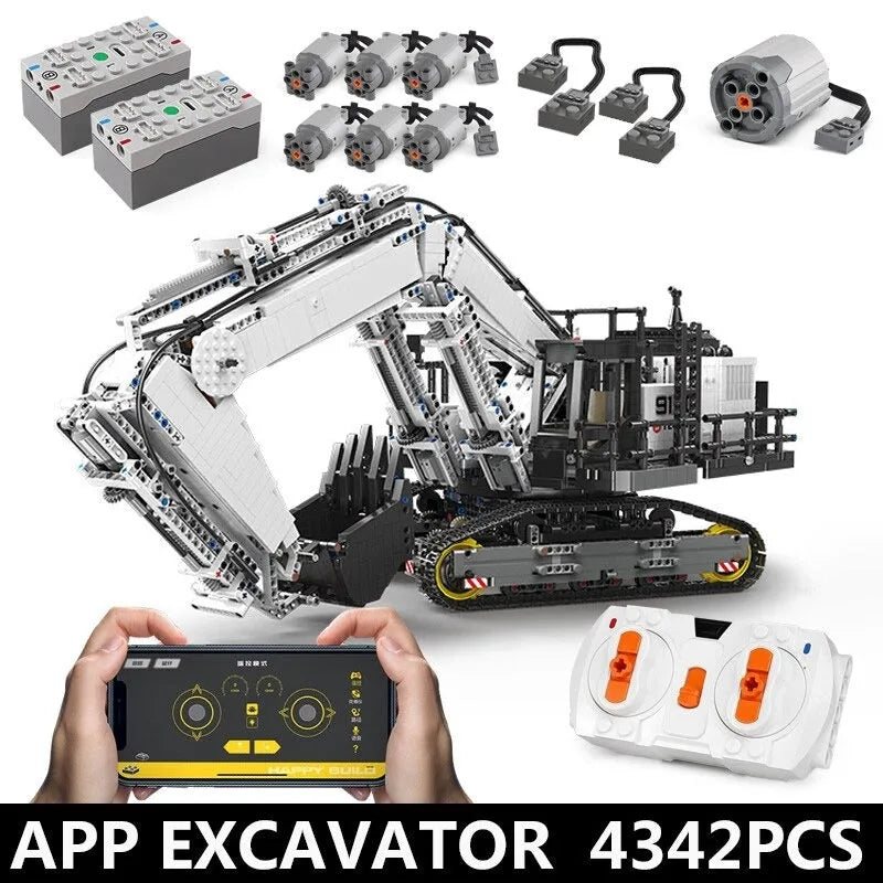 Happy Build MOC Motorized Building Block Set: RC APP City Mining Excavator Truck, Model YC-GC004
