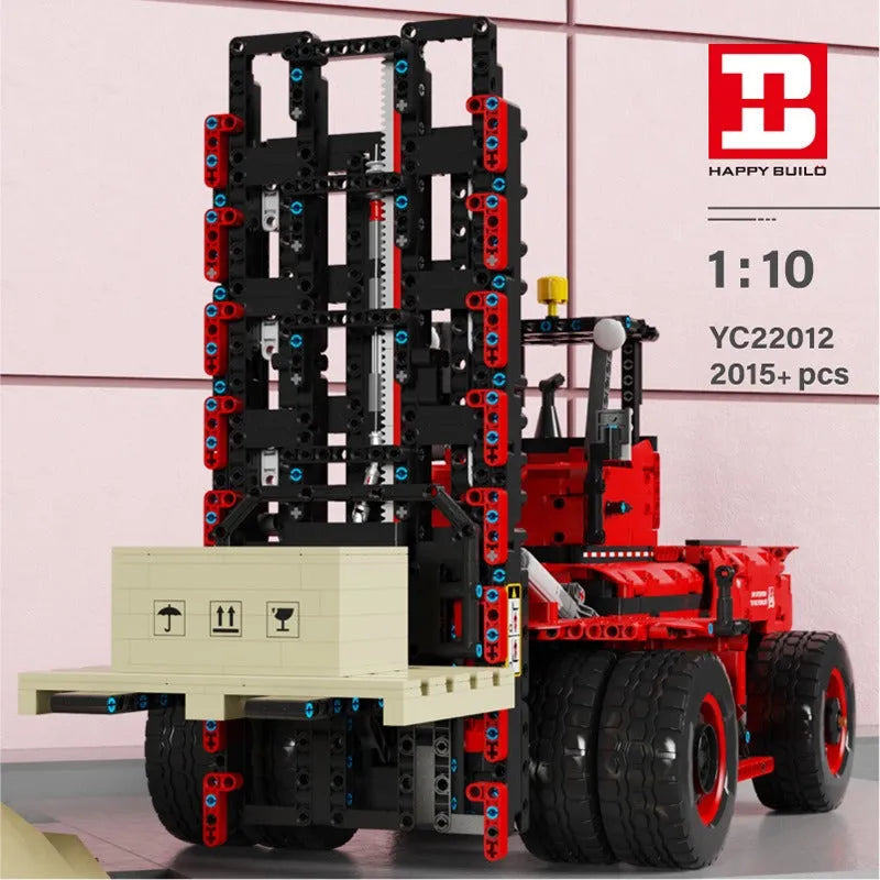 Happy Build MOC Building Block Set: RC APP Motorized Heavy Forklift Truck, Model YC22012