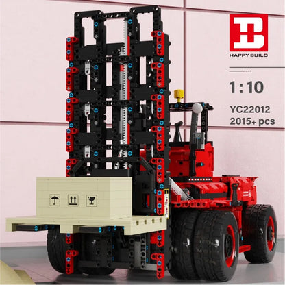 Happy Build MOC Building Block Set: RC APP Motorized Heavy Forklift Truck, Model YC22012