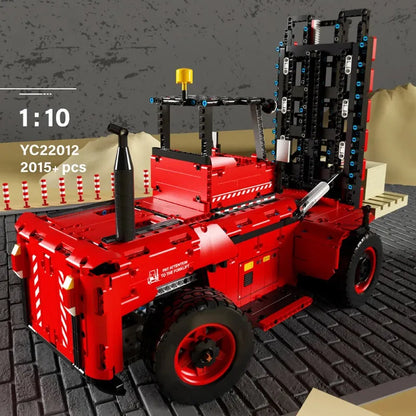 Happy Build MOC Building Block Set: RC APP Motorized Heavy Forklift Truck, Model YC22012