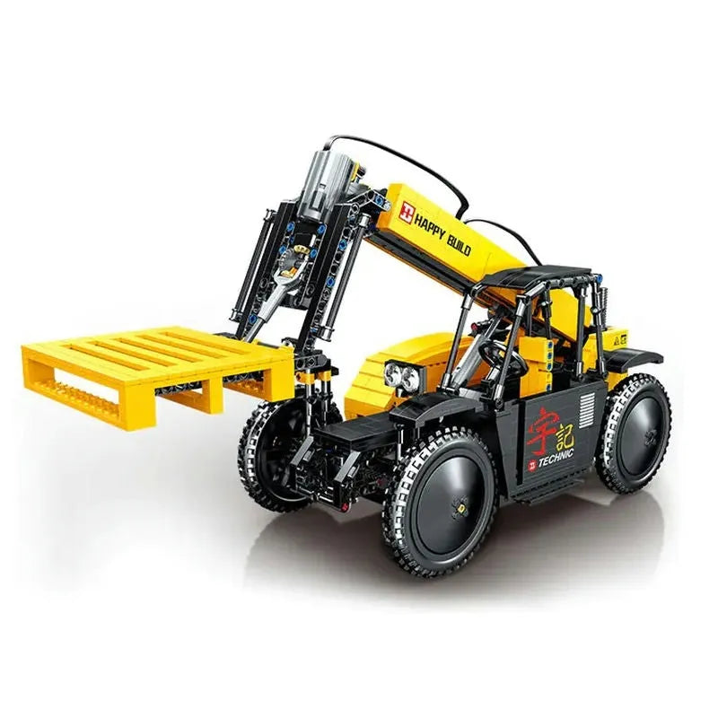Happy Build MOC Building Block Set: RC APP Motorized Lift Forklift Truck, Model YC22008