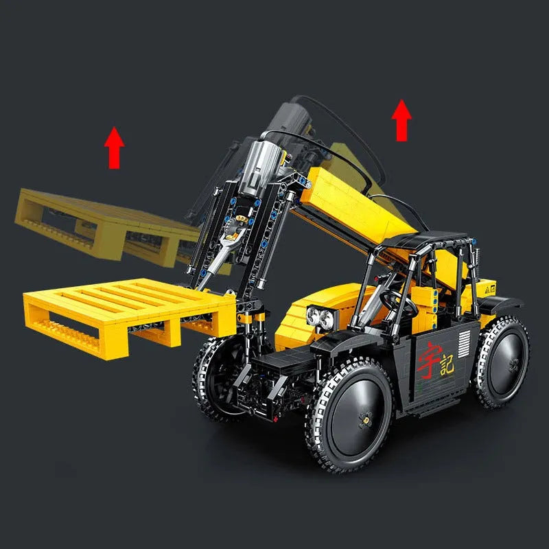 Happy Build MOC Building Block Set: RC APP Motorized Lift Forklift Truck, Model YC22008