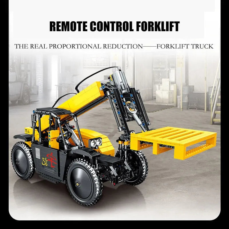 Happy Build MOC Building Block Set: RC APP Motorized Lift Forklift Truck, Model YC22008