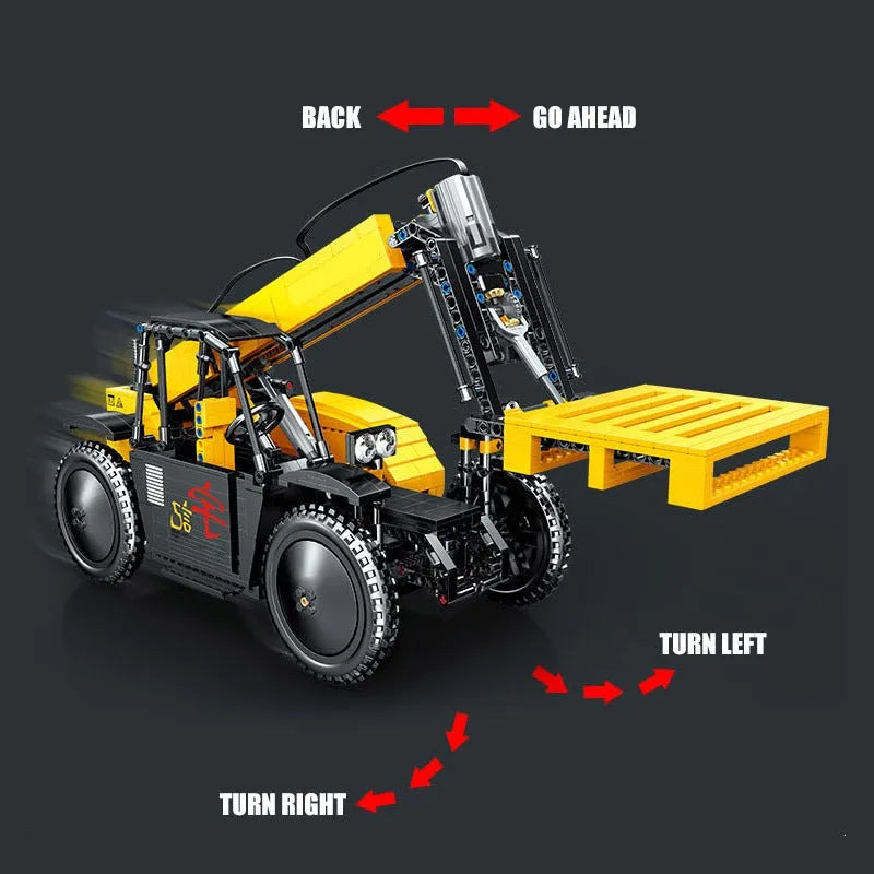 Happy Build MOC Building Block Set: RC APP Motorized Lift Forklift Truck, Model YC22008