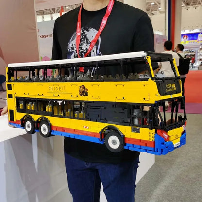 Happy Build MOC Building Block Set: RC Motor Double Decker Bus QC015, Model YCQC015