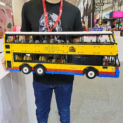 Happy Build MOC Building Block Set: RC Motor Double Decker Bus QC015, Model YCQC015