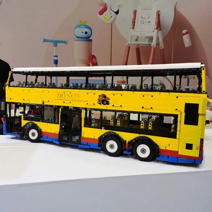 Happy Build MOC Building Block Set: RC Motor Double Decker Bus QC015, Model YCQC015