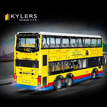 Happy Build MOC Building Block Set: RC Motor Double Decker Bus QC015, Model YCQC015
