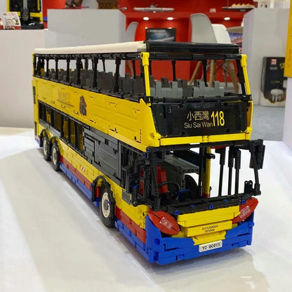 Happy Build MOC Building Block Set: RC Motor Double Decker Bus QC015, Model YCQC015