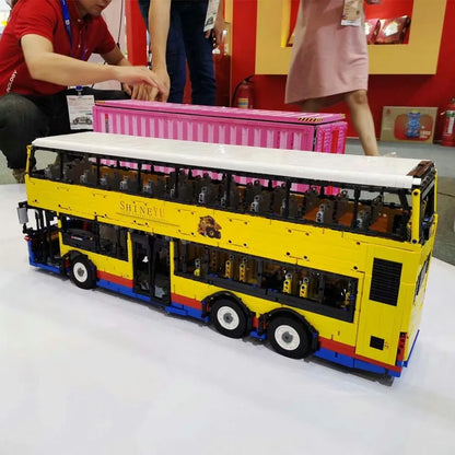 Happy Build MOC Building Block Set: RC Motor Double Decker Bus QC015, Model YCQC015