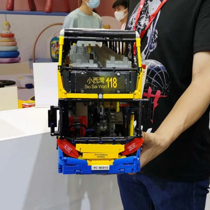 Happy Build MOC Building Block Set: RC Motor Double Decker Bus QC015, Model YCQC015