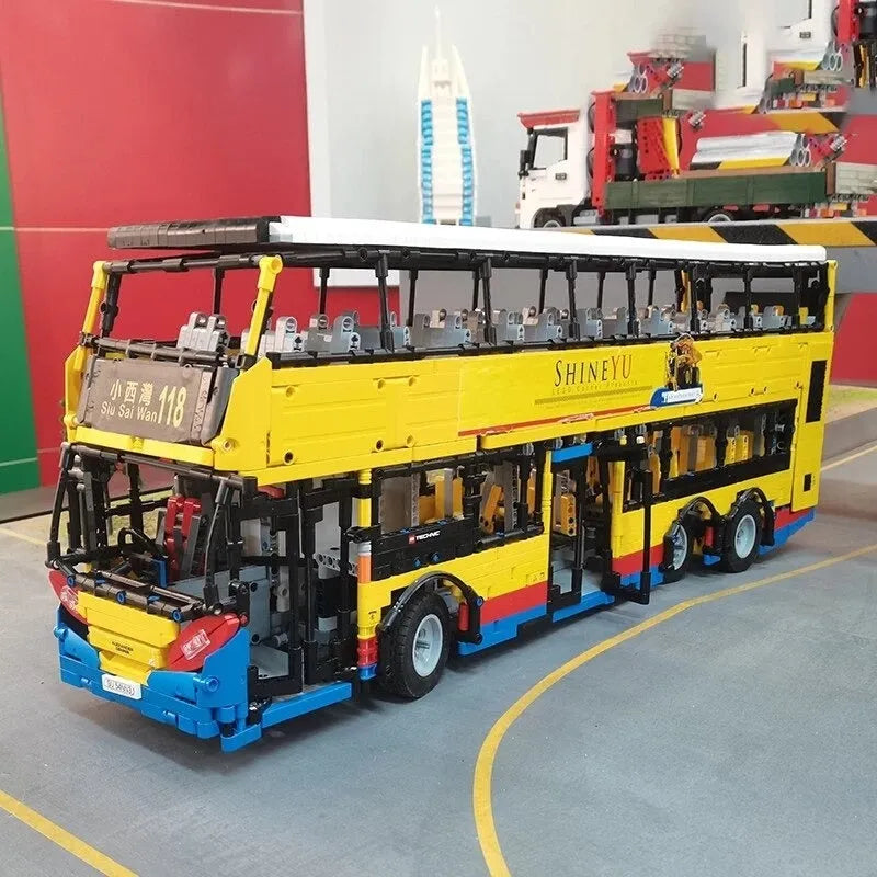 Happy Build MOC Building Block Set: RC Motor Double Decker Bus QC015, Model YCQC015