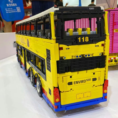 Happy Build MOC Building Block Set: RC Motor Double Decker Bus QC015, Model YCQC015